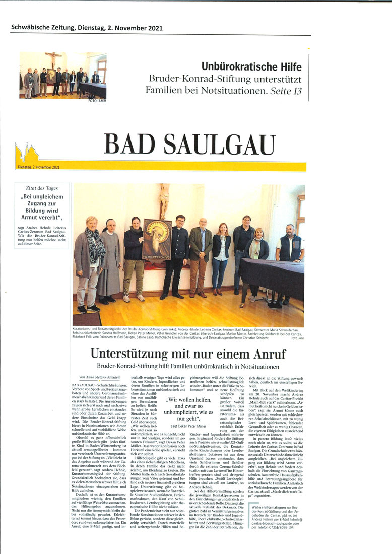 Zeitungsbericht mit Bild Kuratorium und Beirat