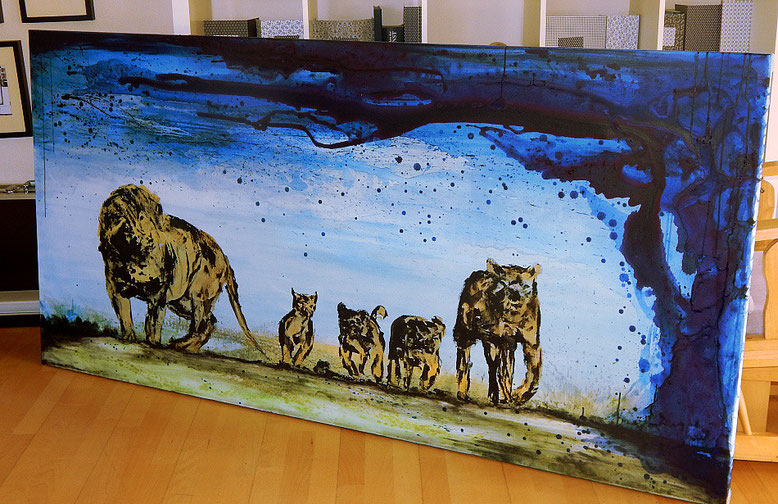 löwenfamilie auf Leinwandbild
