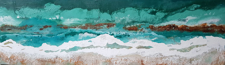 "Heaven on earth" - 200cm x 60cm - Acrylmischtechnik, Spachteltechnik, Oxidationstechnik, Strukturtechnik auf Leinwand - verkauft-