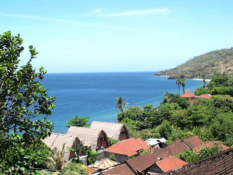 Dove dormire ad Amed Bali: vista mare dalla zona Japanese Wreck (Baliku Dive Resort)