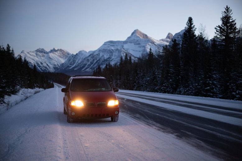 Canadian Rockies in Winter Road Conditions