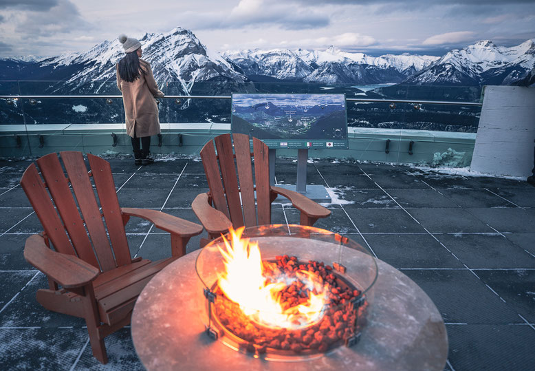 Views of Banff from Sulphur Mountain gondola winter