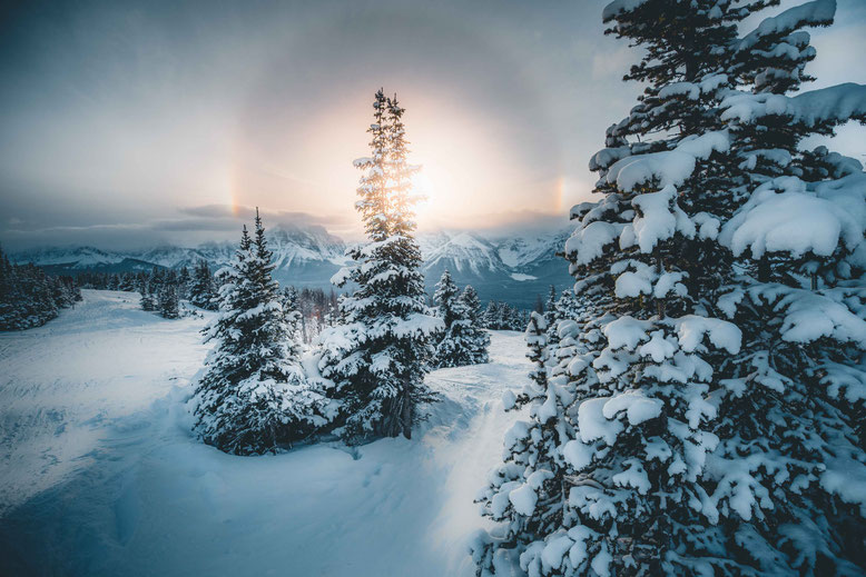 Canadian Rockies in Winter Lake Louise Ski Resort Sunset Sunrise