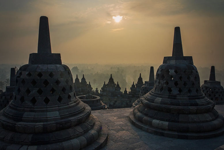 Sunrise at Borobudur Temple, Java (Indonesia) - one hour later this place was crazy overcrowded