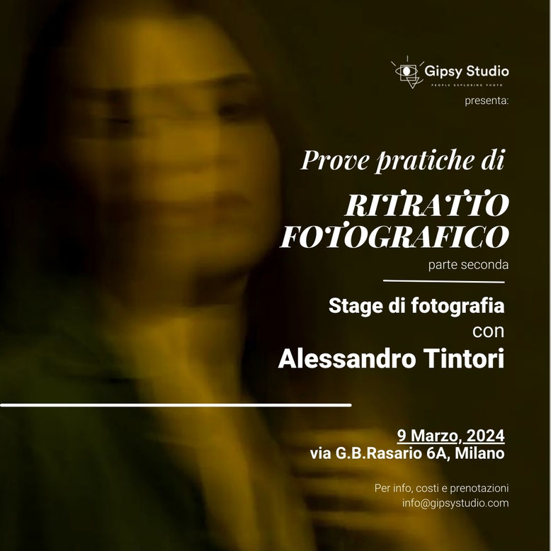 La locandina dello stage di fotografia di ritratto al Gipsy Studio di Milano