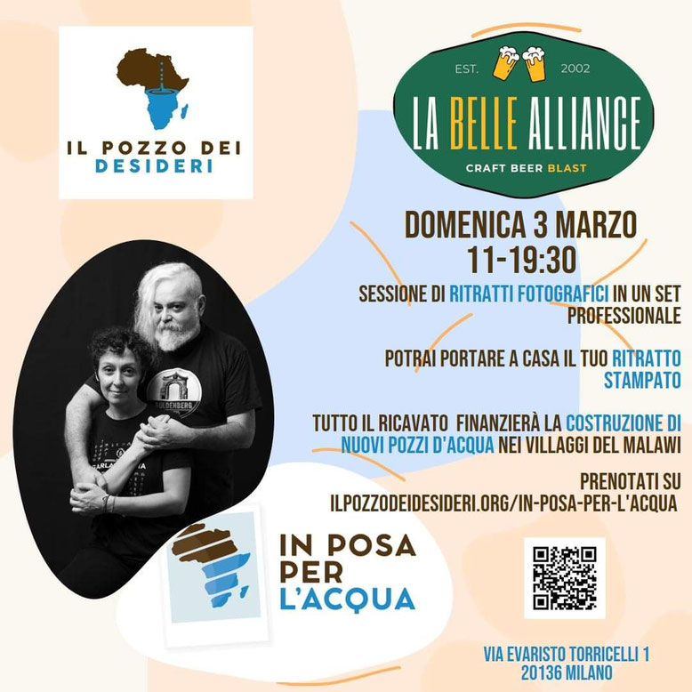 La locandina dell'evento di ritratto fotografico solidale Il posa per l'acqua a favore de Il pozzo dei desideri OdV