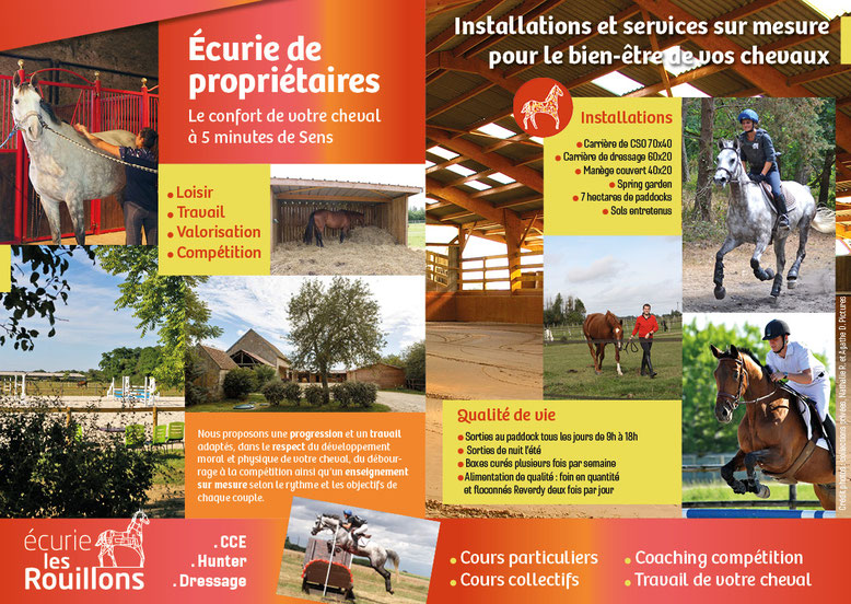 Tarifs des pensions pour chevaux, Ecurie de propriétaires, Les Rouillons, Sens 89