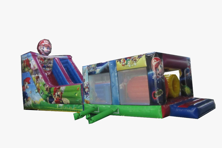 Heiratshüpfburg Springburg Hüpfkissen Kletterwand Dschungelland Hase Bugs Bunny Mario Kart  in Kiel mieten 