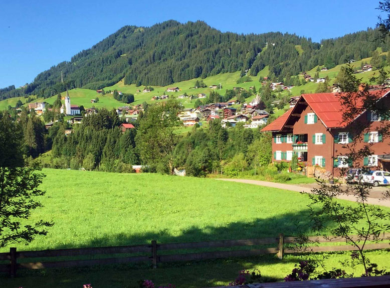 Sommerliche Aussicht Hilbrand Ferienwohnungen in Hirschegg im Kleinwalsertal