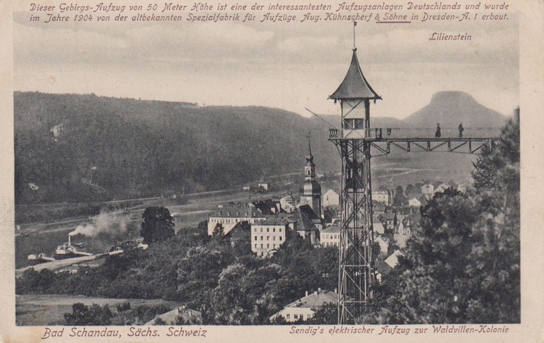 Bad Schandau, Sendigs elektrischer Aufzug zur Waldvillen-Kolonie, Archiv W. Thiele
