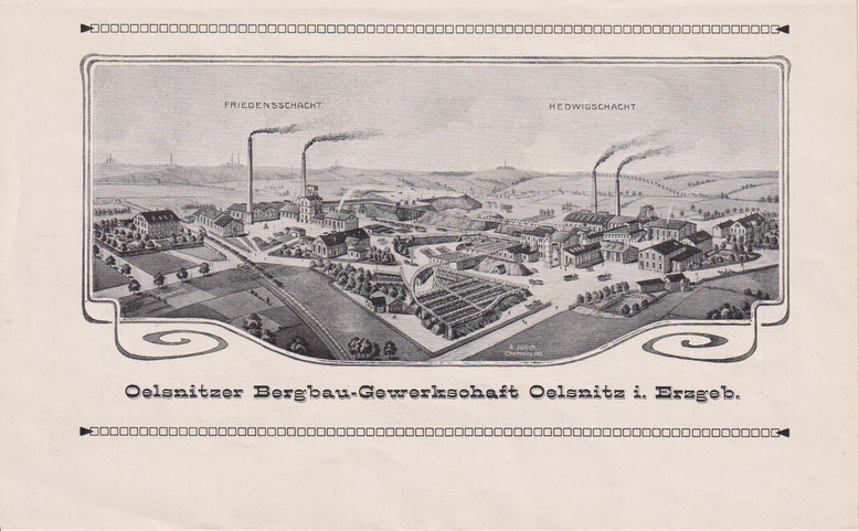 Historische Ansicht Oelsnitzer Schachtanlagen, Signatur Jülich 1909, Archiv W. Thiele