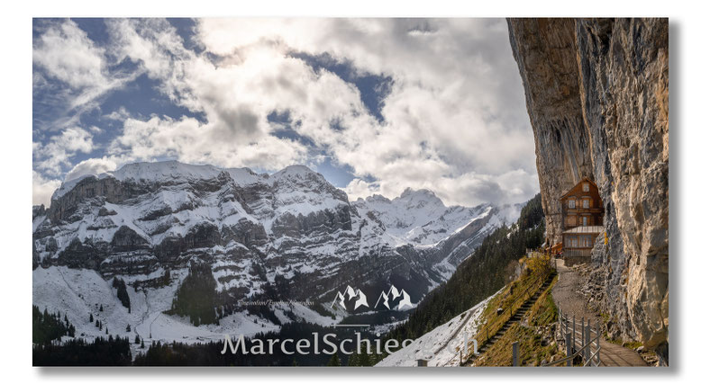 Aescher, Wildkirchli, Ebenalp, Alpstein, Appenzell, Marcel Schiegg, Berggasthaus Aescher, Herbst, Appenzellerland, Pfefferbeere, Panorama