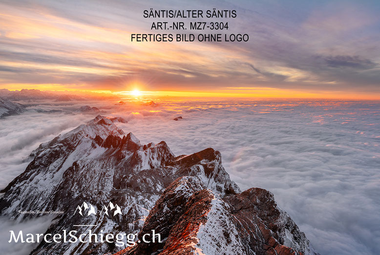 Säntis, Alter Säntis, Sonnenuntergang, Nebelmeer