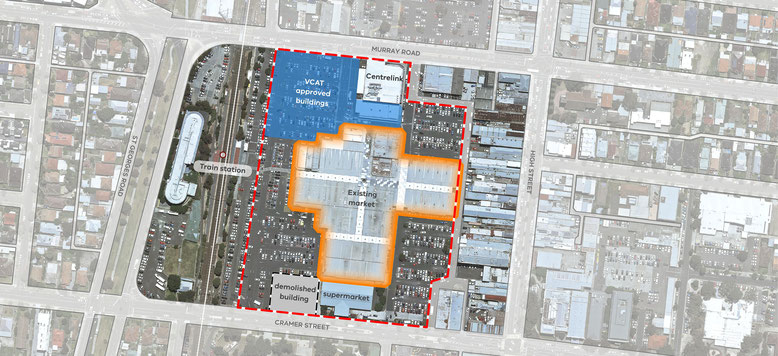 Aerial map of the Preston Market site
