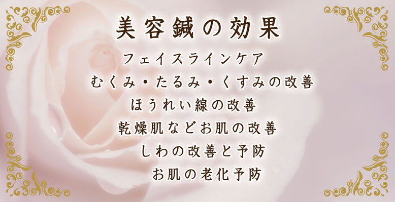 美容鍼の主な効果、シワ・たるみ・ほうれい線、乾燥肌、肌の老化防止