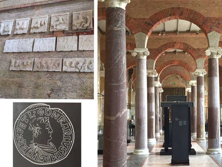 Treppenhalle Neues Museum, Mittelaltersaal, Denar Karls des Großen