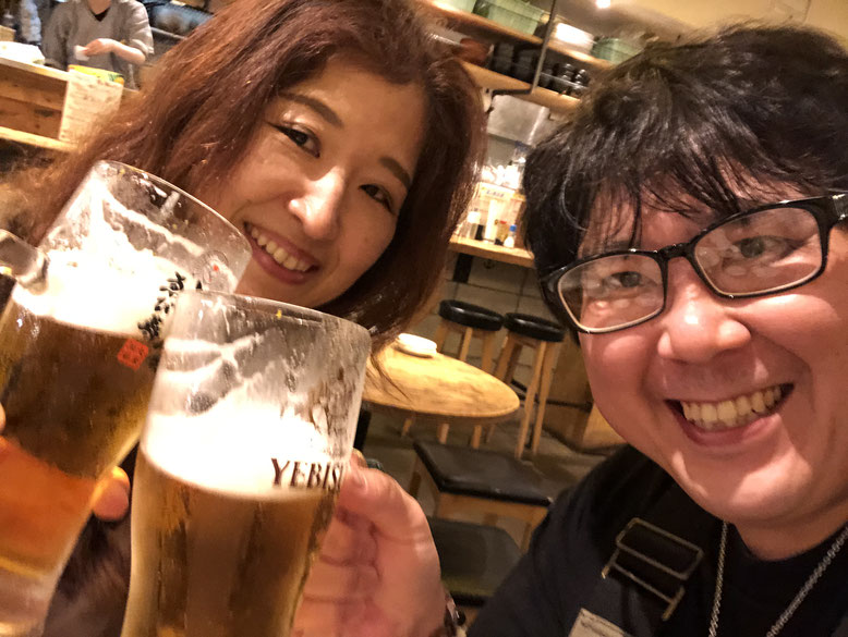 夫婦で仕事の後の一杯：お疲れ様でした〜！！！