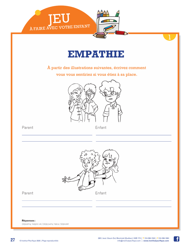 La trousse pacifique pour la maison. PDF gratuit. Résolution de conflits. Empathie. CNV. Colère. Régulation des émotions. Institut pacifique.