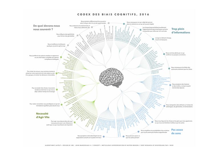 Codex des biais cognitifs 2016. Répertoire. 188 biais cognitifs. PDF gratuit sur les biais cognitifs. Biais de confirmation. Effet pygmalion. Effet Google. Biais d'ancrage. Heuristique. Esprit critique. CPS. Philosophie pour enfants.