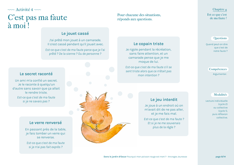 Philosophie pour enfants. La mort. Le deuil. Pourquoi mon poisson rouge est mort. Julien Ledoux. Editions Ancrages. Dossier PDF gratuit. Album jeunesse sur la mort. Enfants de 3 ans.
