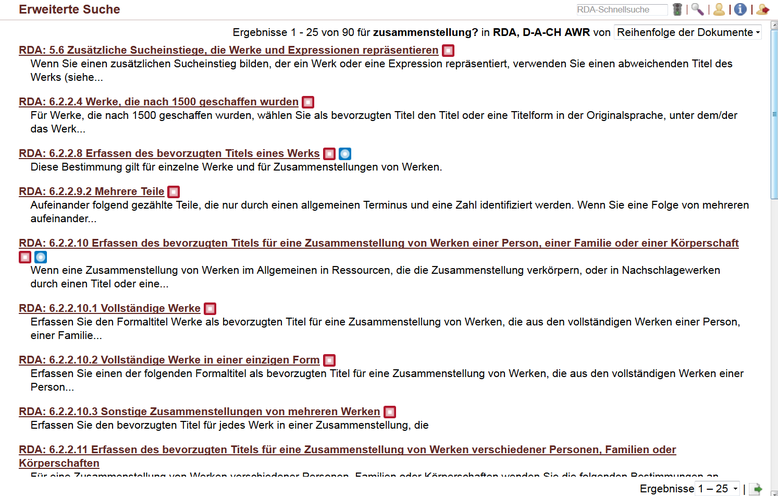 Sortierung nach Dokumentreihenfolge, Screenshot aus dem RDA Toolkit (www.rdatoolkit.org), verwendet mit Genehmigung der RDA-Verleger (American Library Association, Canadian Library Association und CILIP)