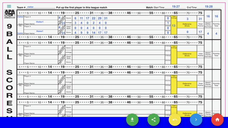 APA 9Ball Score Sheet