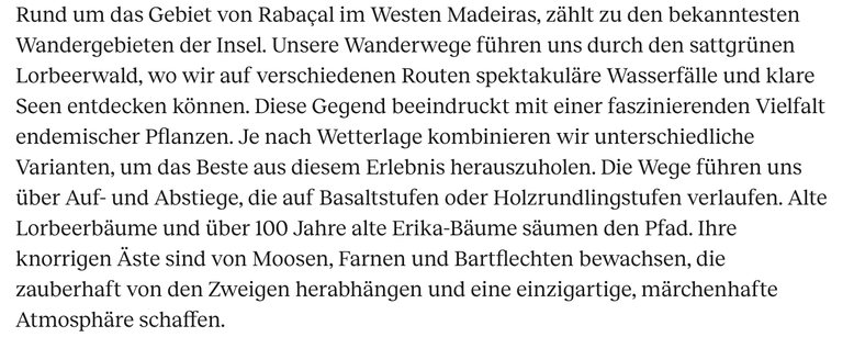 Beschreibung der Tageswanderung im Reiseprogramm