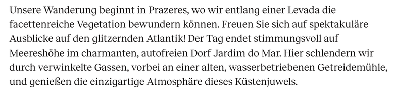 Beschreibung der Tageswanderung im Reiseprogramm
