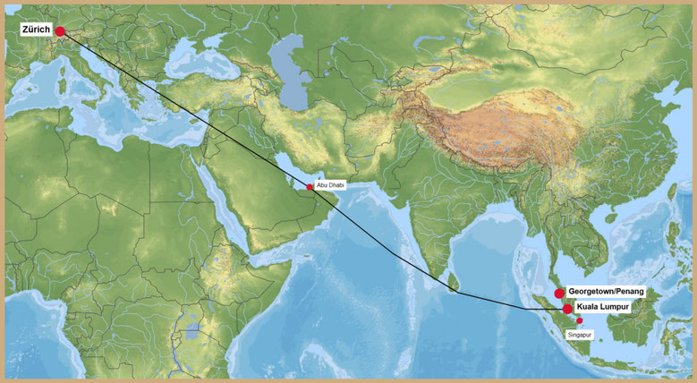Malaysia, Flug Kuala Lumpur-Abu Dhabi-Zürich, Kuala Lumpur