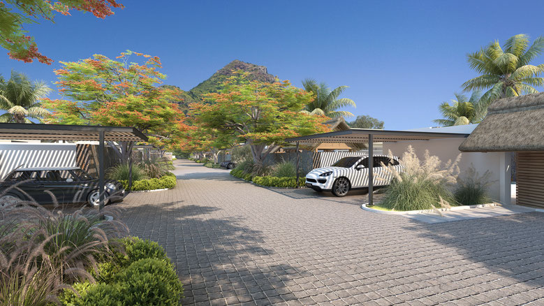  4 types de Villas contemporaines et luxueuses en 3 ou 4 chambres : -  TAMARINIER, - ALOES, - LATANIER, - ACACIAS.