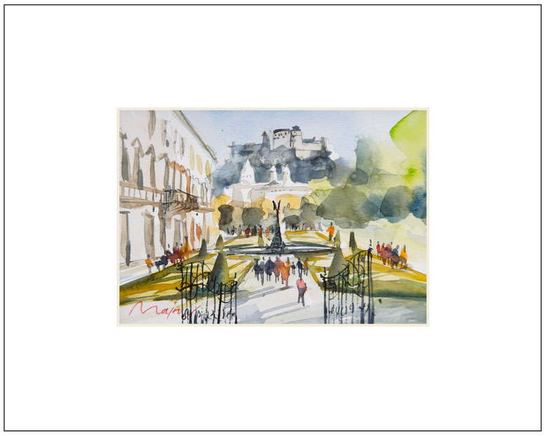 Mirabellgarden Salzburg, No. S30626, Image size: 17 x 12, Mat size: 30 x 24
