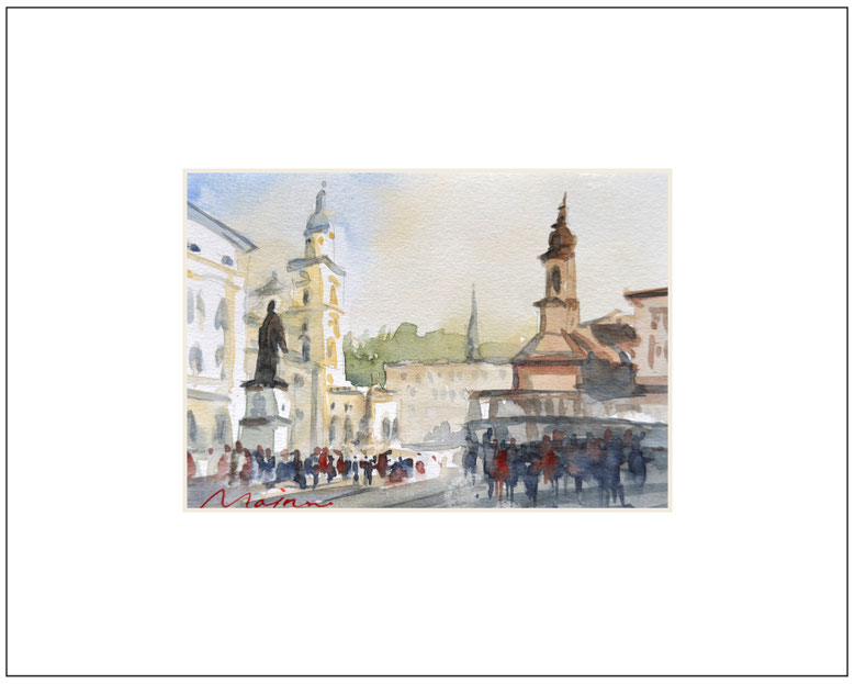 Mozartplatz Salzburg, No. S30726, Image size: 17 x 12, Mat size: 30 x 24