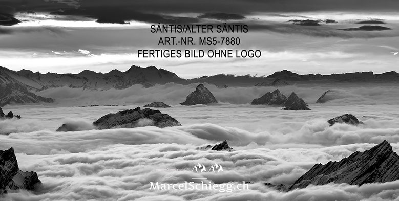 Säntis, Alter Säntis, Sonnenuntergang, Nebelmeer