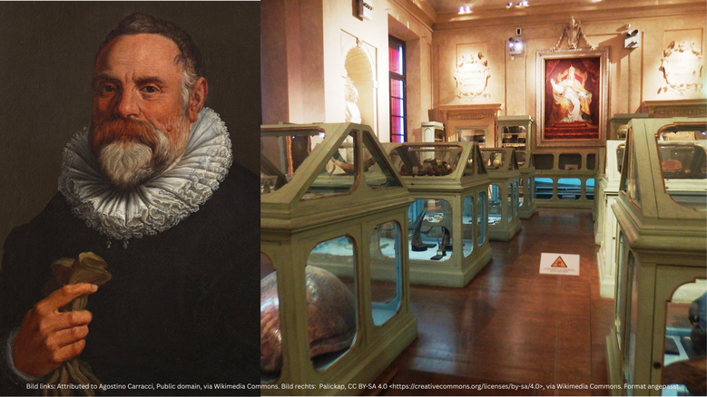 Bild links: Attributed to Agostino Carracci, Public domain, via Wikimedia Commons. Bild rechts: Palickap, CC BY-SA 4.0 <https://creativecommons.org/licenses/by-sa/4.0>, via Wikimedia Commons. Format angepasst.