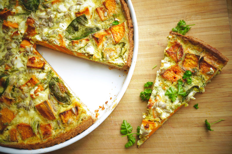 Süßkartoffel Feta Quiche