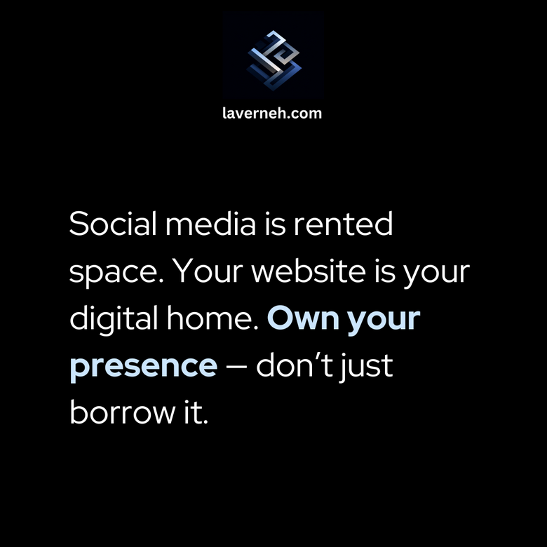 Graphic: Social Media vs Website Presence. Social is rented. Website is owned.
