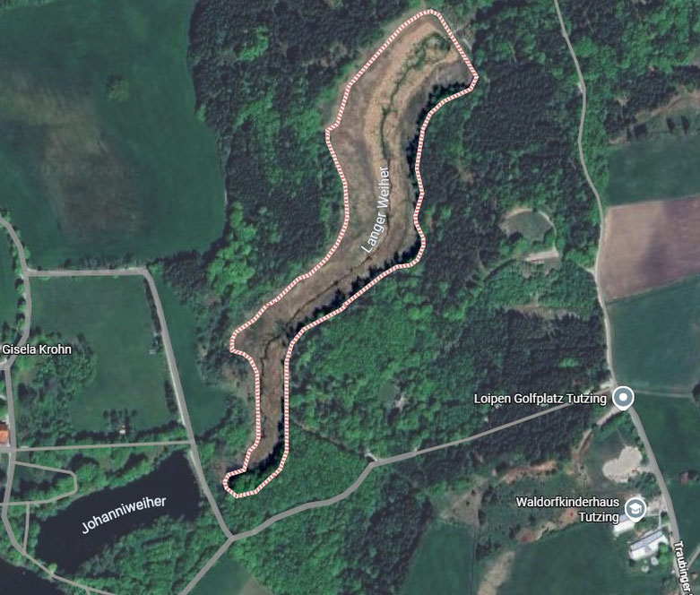 Johanniweiher und Langer Weiher bei Tutzing - Quelle: Google Maps