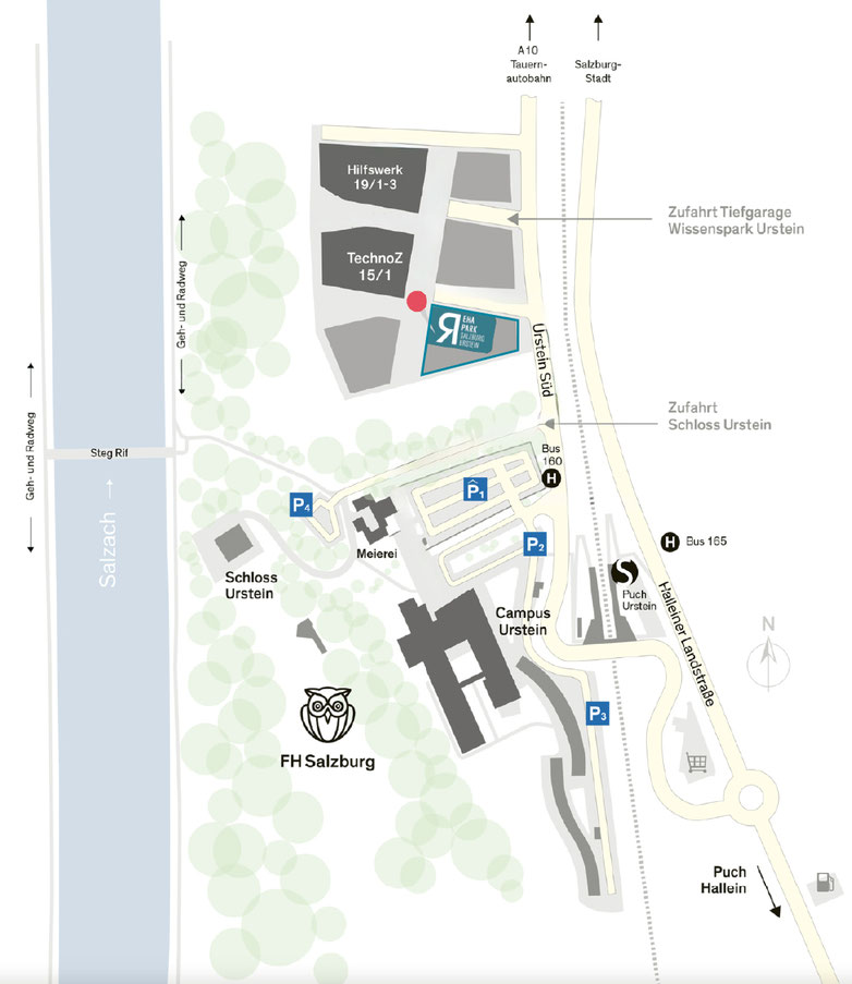 Anfahrtsplan Rehapark Salzburg Urstein