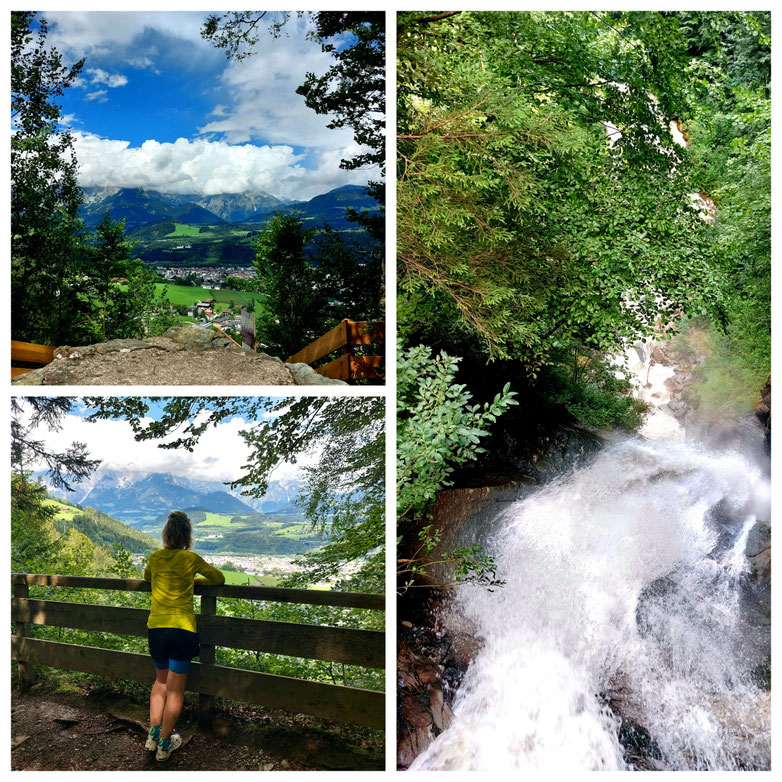 Panorama, Ruine, Wasserfall, Bruecke, babebi-ontour.com, Hatschn&Haxln, durch ganz Österreich, Wasserfall Bischofshofen, Salzburger Land, Kraftplatz, Wanderung, Abenteuer, Top Tipp, Erz der Alpen, Naturdenkmal, Wanderweg, Sprungschanze