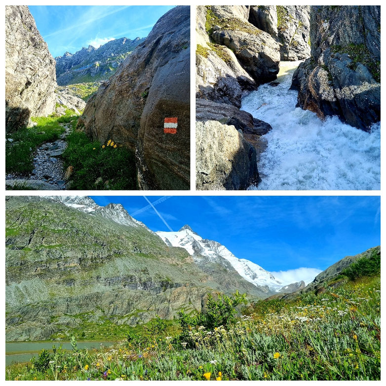 Alpe Adria Trail, Etappe 1, Kaiser Franz Josef Höhe, Heiligenblut, Bricciuskapelle, Großglockner, Sandersee, Pasterze, Weitwandern, Döllach, Bergsteigerfriedhof, Apriacher Stockmühlen, Mörtschach, Kräuterwiesen, Marterle,