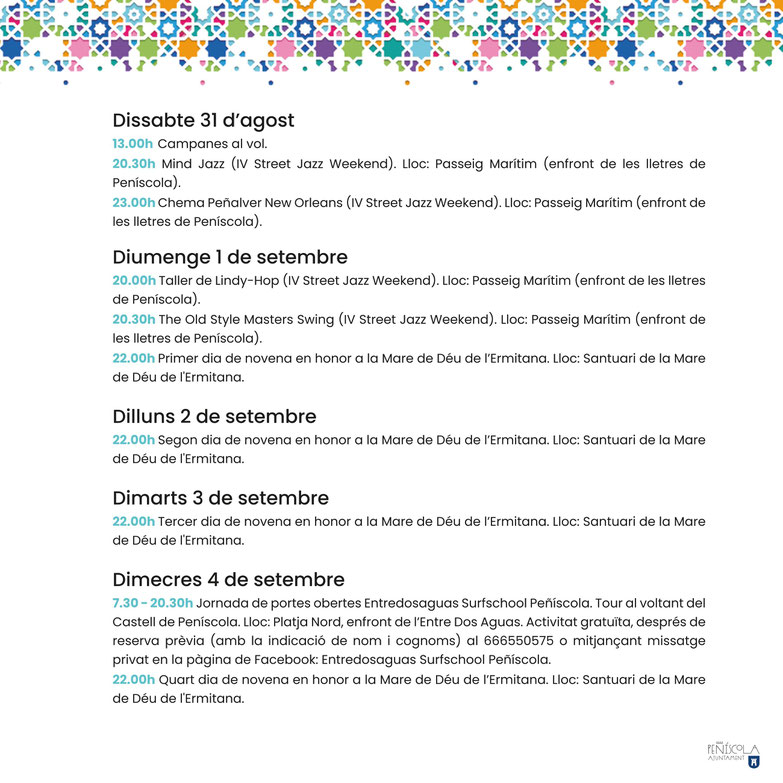 Programa de las Fiestas de Peñíscola