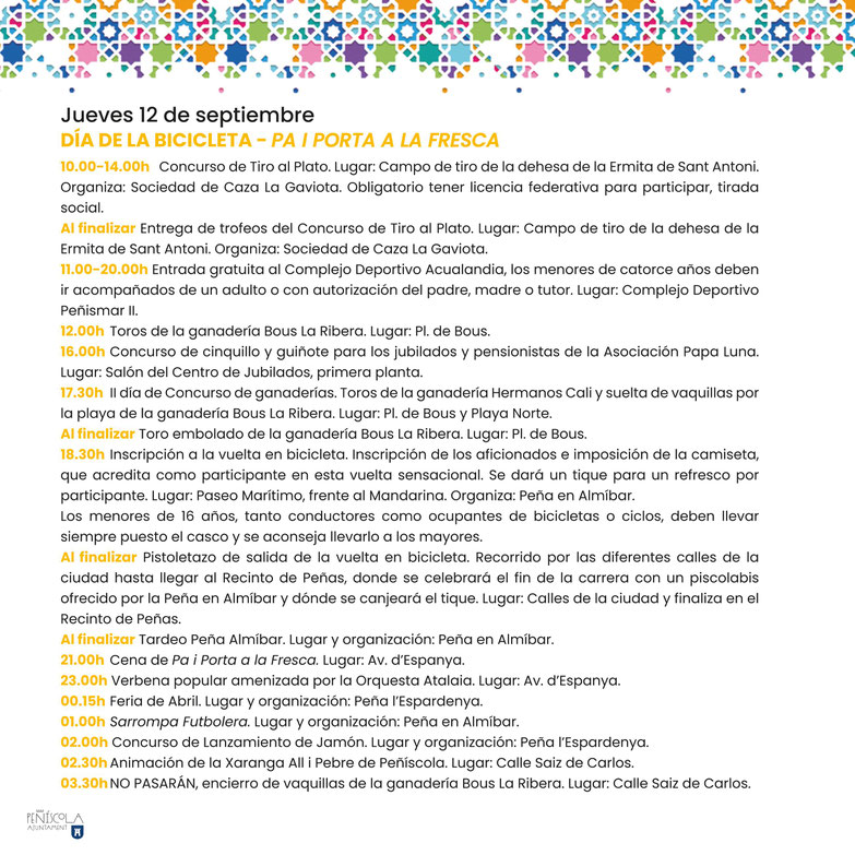 Programa de las Fiestas de Peñíscola