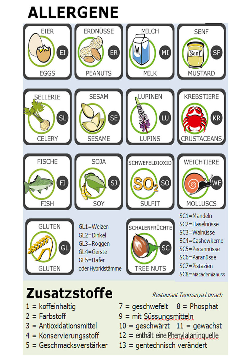 Übersicht Allergene und Zusatzstoffe 