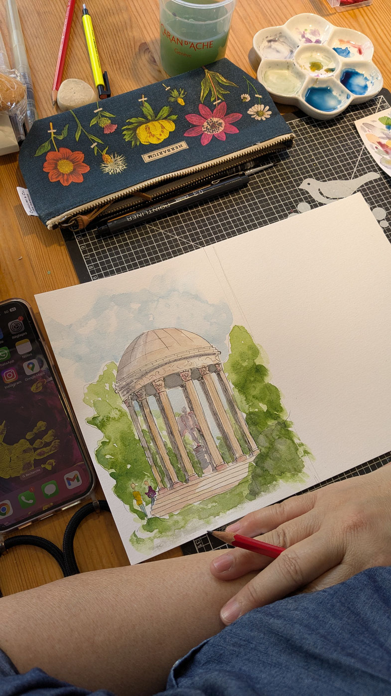 Le Temple de l' Amour Versailles Aquarelle Atelier paper Break 2025