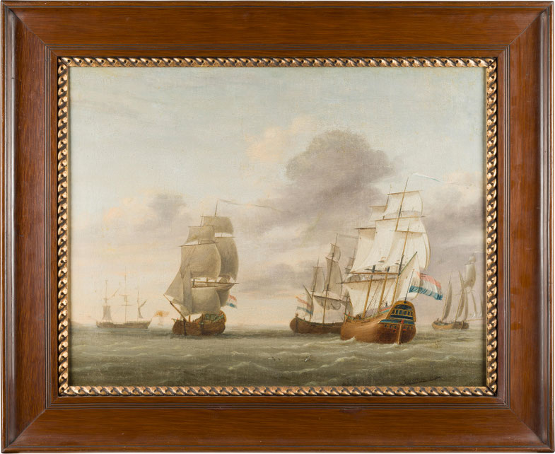 te_koop_aangeboden_een_marine_schilderij_van_de_schilder_joghem_de_vries_1750-1789_bij_kunsthandel_martins_te_wolvega_nederland