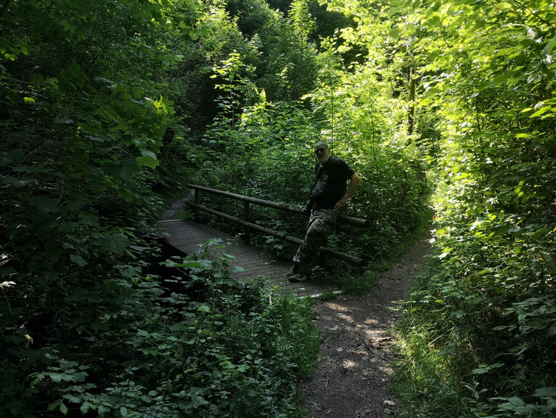 Und dieser Herr ist auch eindrucksvoll - aber das ist ein anderes Thema. ♥ Die Weggabelung finde ich toll! Der Weg über die Brücke führt nach Wissen, haben uns andere Wanderer verraten.
