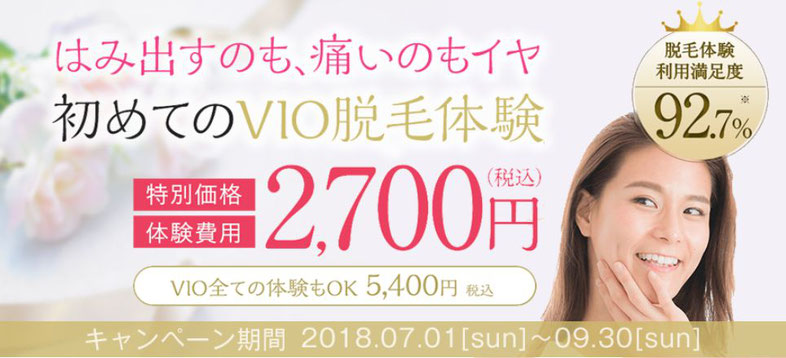 痛くない吉祥寺の脱毛サロン Dione吉祥寺本店 期間限定キャンペーン VIOの中から2箇所お選びいただけます