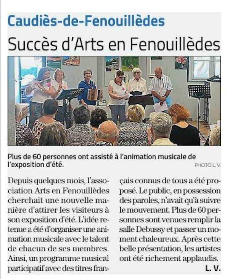 Exposition d'été aout 2025 (Article de l'Indépendant)