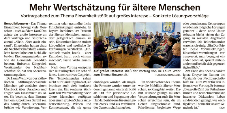 Bericht im Tölzer Kurier vom 11. Dezember 2025