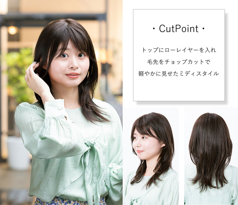 普段使いウィッグメディファシースルーミディのスタイルポイント